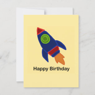 🚀 Space Rocket Ship Happy Birthday Postcard