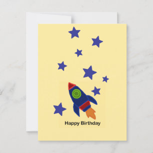 🚀 Space Rocket Ship Happy Birthday  Postcard