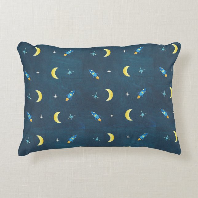 Space Rocket Ship Pattern  Accent Pillow (Front)