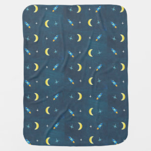 Space Rocket Ship Pattern Nursery Baby Blanket
