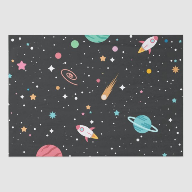 Space Rocket Ships and Planets  Tissue Paper (Front)