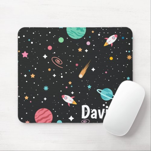 Space Rocket Ships and Stars  Mouse Pad
