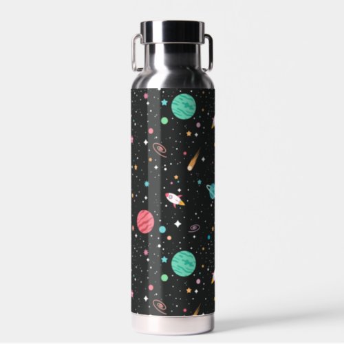 Space Rocket Ships and Stars Water Bottle