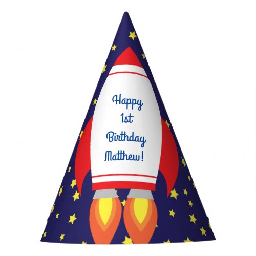 Space Rocket Star Ship 1st Birthday Party Hats
