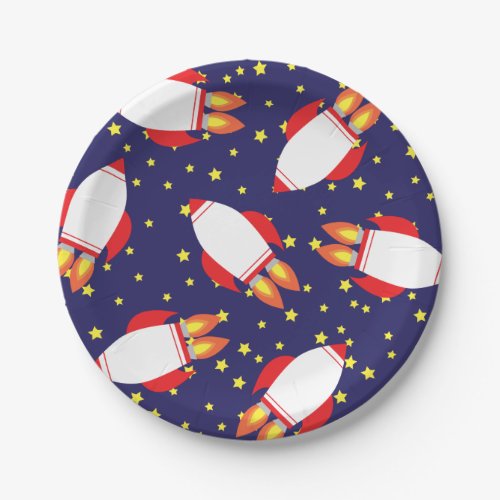 Space Rocket Star Ship 1st Birthday Plates