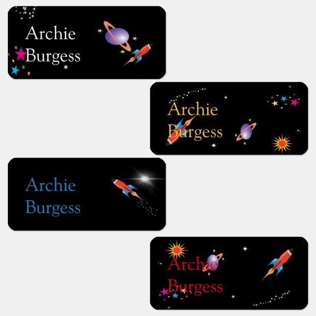 Space Rocket Stars School  Kids' Labels (Group)