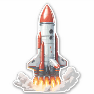 Space Rocket Takes Flight Sticker
