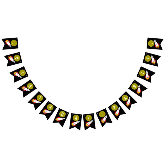 Space Rocket to the Moon Children's Birthday Bunting Flags (All)