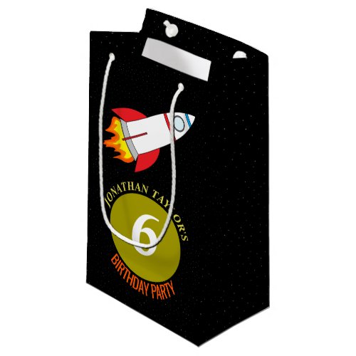 Space Rocket to the Moon Childrens Birthday Small Gift Bag