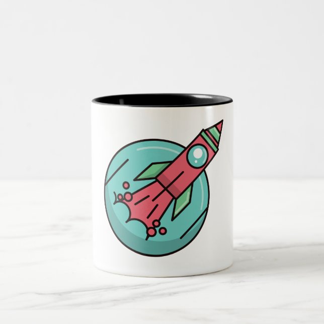 space rocket Two-Tone coffee mug (Center)