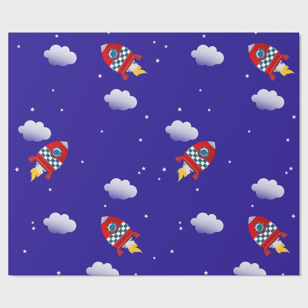 Space rocket - wrapping paper | Zazzle