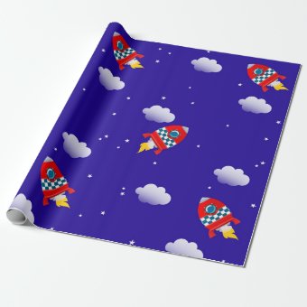 Space rocket - wrapping paper | Zazzle
