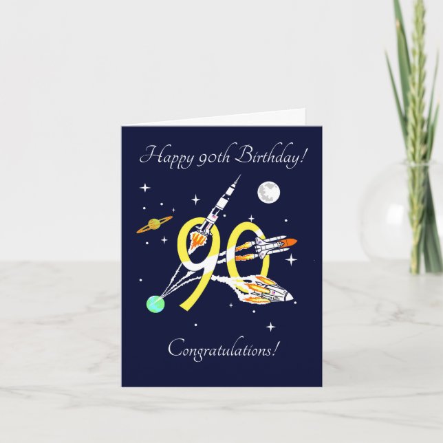 Space Rockets 90th - Birthday Card (Front)