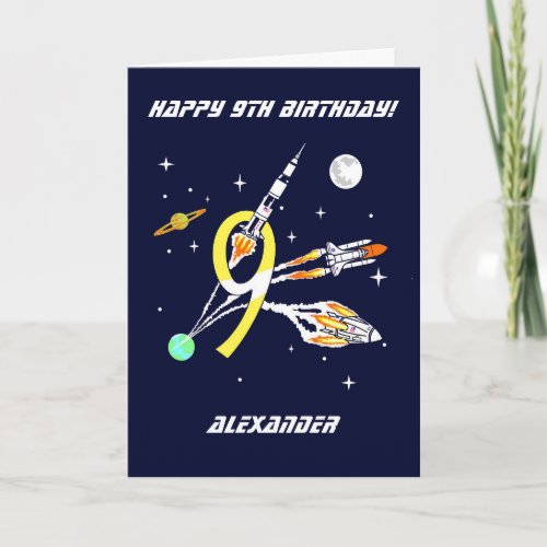Space Rockets - 9th Birthday Card