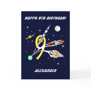Space Rockets - 9th Birthday Card