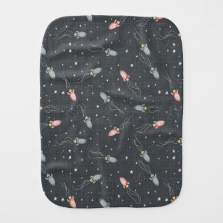 Space rockets baby burp cloth