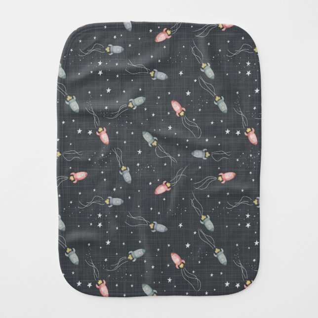 Space rockets  baby burp cloth (Front)