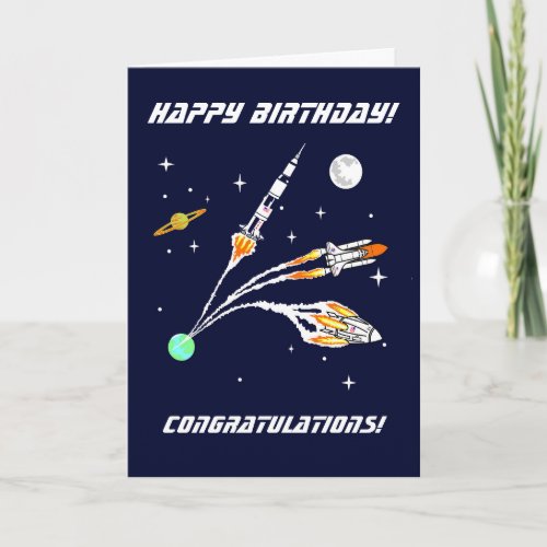 Space Rockets _ Birthday Card