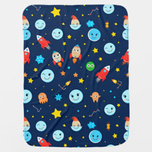 🚀🌌 Space Rockets Blue Nursery Decor ✨⭐ Baby Blanket