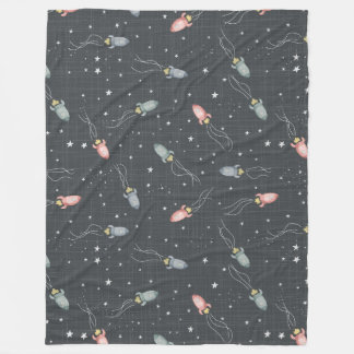 Space rockets fleece blanket