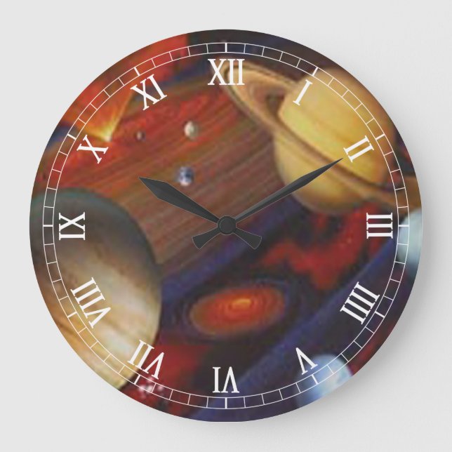 Space Round Roman Numerals Clock (Front)