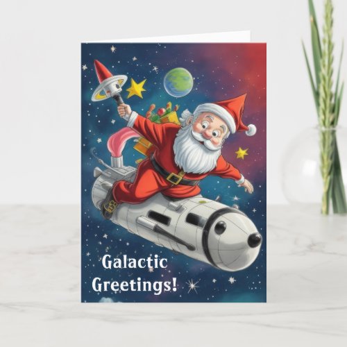 Space Santa Claus  Holiday Card