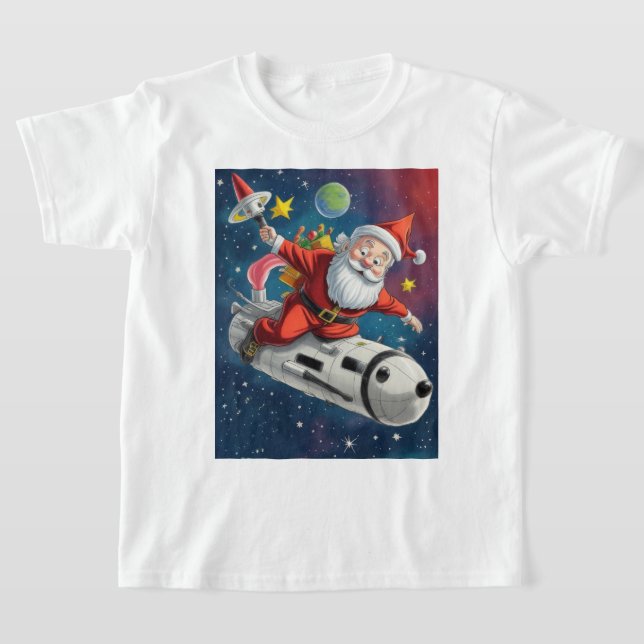Space Santa Claus T-Shirt (Laydown)