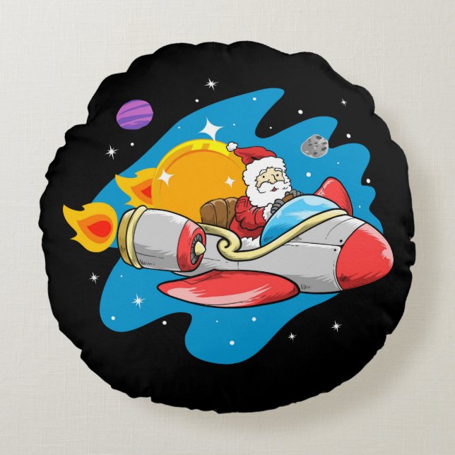 Space Santa  Round Pillow (Front)