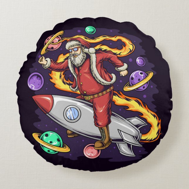 Space Santa  Round Pillow (Front)