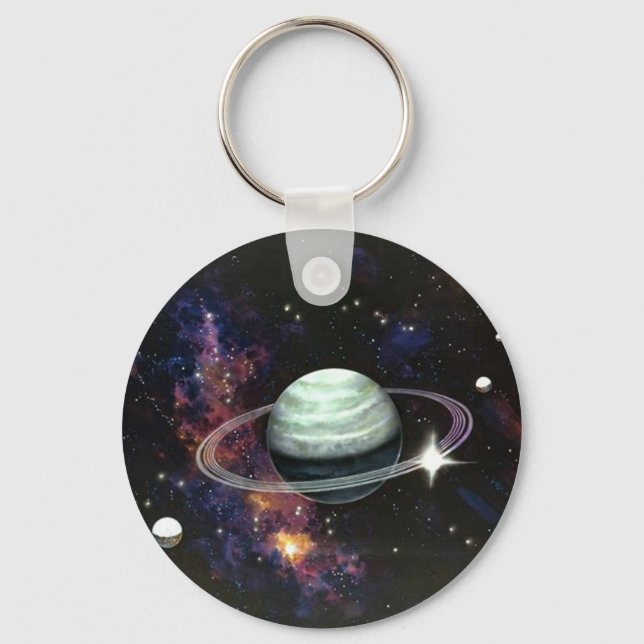 Space, Saturn Rings & Moons Keychain (Front)