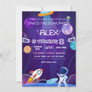 Space Sci-Fi Galaxy Children Birthday Party Invitation