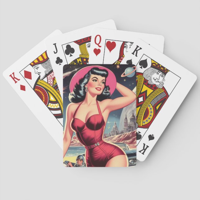 Space Sci-fi Pin-up Poker Cards (Back)