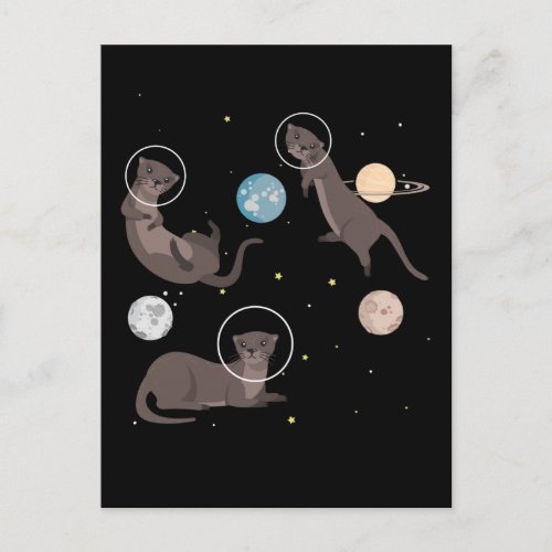 Space Sea Otters Funny Galaxy Otter Postcard