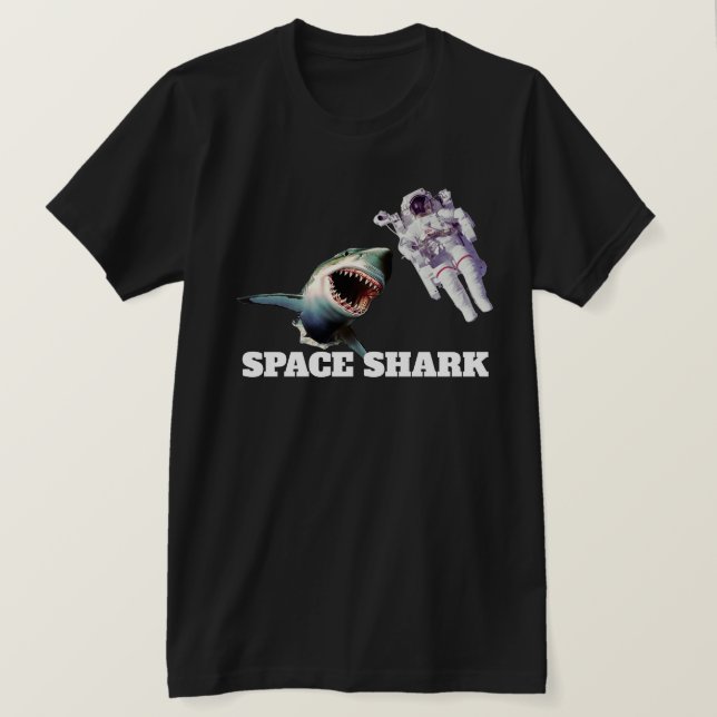 Space Shark with Astronaut T-Shirt (Design Front)