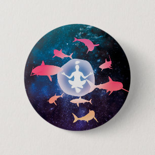 Space Sharks and Meditation Art Button