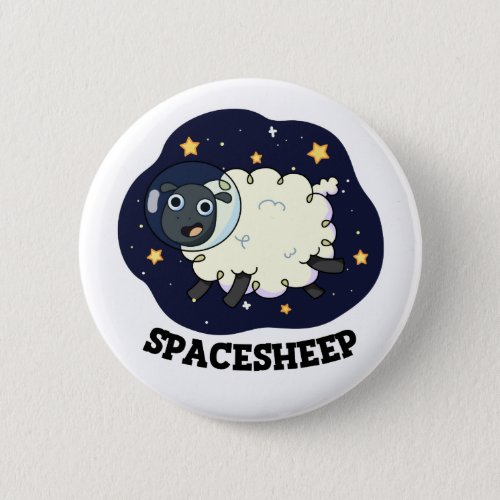 Space Sheep Funny Astronaut Sheep Pun Button