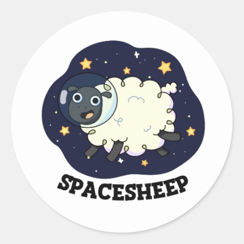 Space Sheep Funny Astronaut Sheep Pun Classic Round Sticker