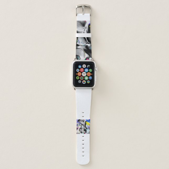 Space. Shiny White Background. Smoke Slate Picture Apple Watch Band (Front)