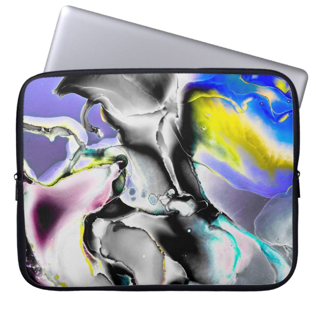 Space. Shiny White Background. Smoke Slate Picture Laptop Sleeve (Front)