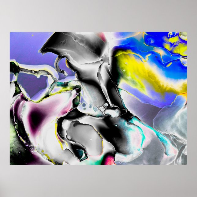 Space. Shiny White Background. Smoke Slate Picture Poster (Front)