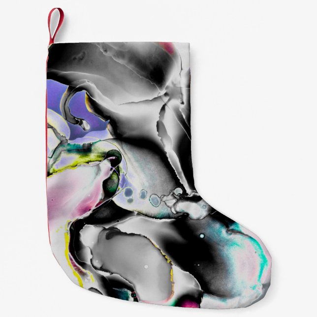 Space. Shiny White Background. Smoke Slate Picture Small Christmas Stocking (Front)