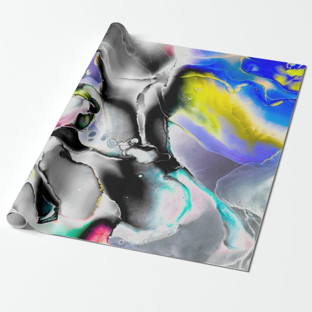 Space. Shiny White Background. Smoke Slate Picture Wrapping Paper (Unrolled)