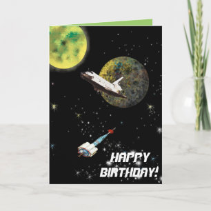 Space Ship Birthday Card