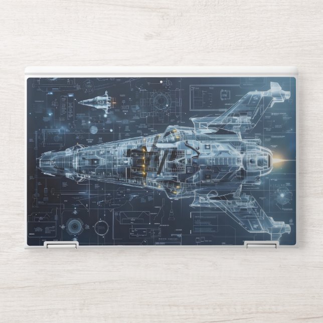 Space Ship Blueprint Sci-Fi HP Laptop Skin (Front)