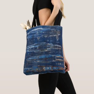 Space Ship Blueprint Tote Bag