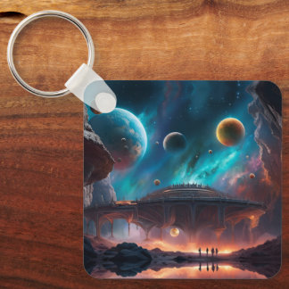 Space Ship Boarding on Another Planet Keychain