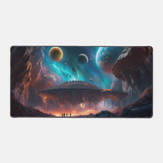 Space Ship on Another Planet Desk Mat