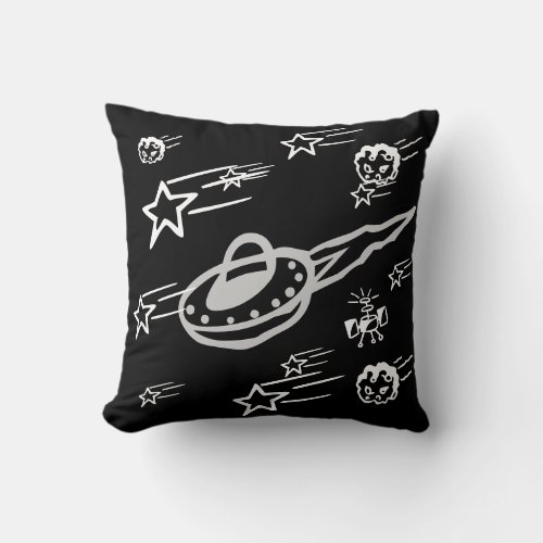 Space ship pillow black pillow