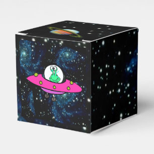 Space Ship, Planets, & Alien On Funny Favor Box