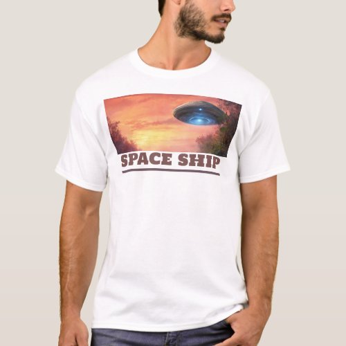 Space Ship printed T_shirt
